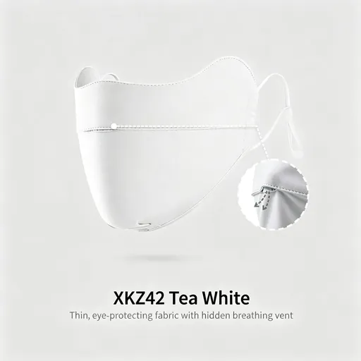 XKZ42 Tea White One Size | Ice Silk Sun Protection Face Mask | Halloween Fresh Daily Gift | Eye Corner UV Shield Breathable Anti-Fog Mask