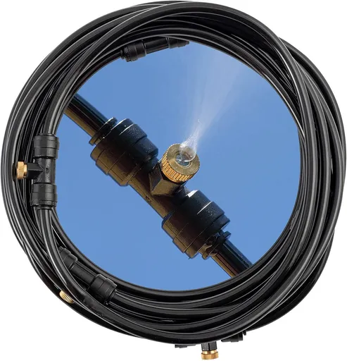 Rechargeable Outdoor Misting Rope, Up to 25 FT + 6 Mister Nozzles, NO Water Hose or Power Source Needed, Misters for Outside Patio or Misters for Reptiles Water Mister