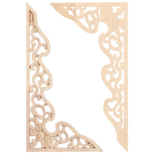 Wood Decorative Piece 2 Pcs Long Furniture Carvings Wainscoting Wall Wood Color