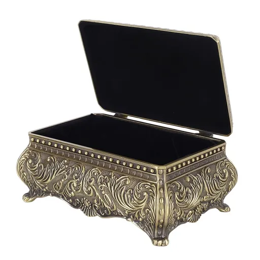 Metal Jewelry Box Rectangular Trinket Storage Box Vintage Jewelry Box for Women Girls Birthday Christmas Bronze