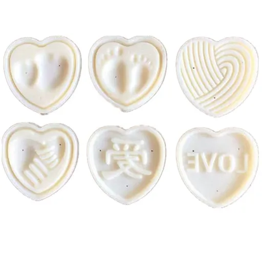 Moon Cake Mold Set Mid Autumn Festival 6pcs Cookie Stamps, Heart Shaped Cookie Mold DIY Hand Press Cookie Dessert Cutter