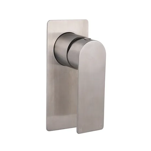 Brushed Nickel Bathroom Flat Lever Handle Shower Mixer Hot Cold Water Tap Valve