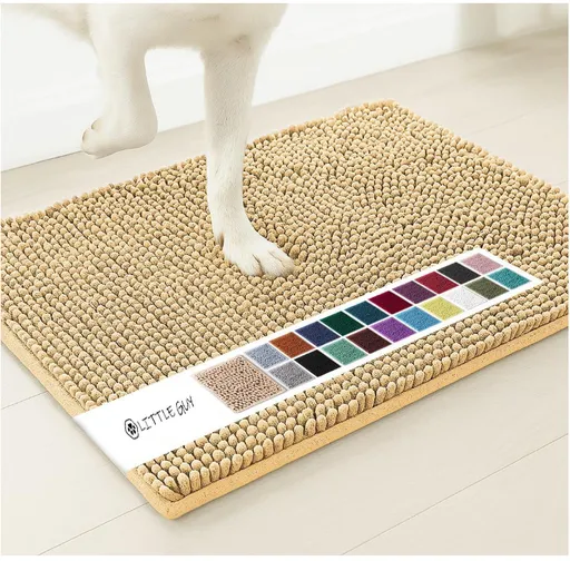 Beige 50×80 cm Extra-Thick Chenille Floor Mat for Bathrooms and Pet Use – High-Density Absorbent, Non-Slip, Machine-Washable Rug for Dogs and Humans