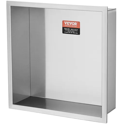 33 x 33 cm 304 Stainless Steel Shower Niche Double Shelf, Waterproof Recessed Bathroom Storage, No Tile, Silver