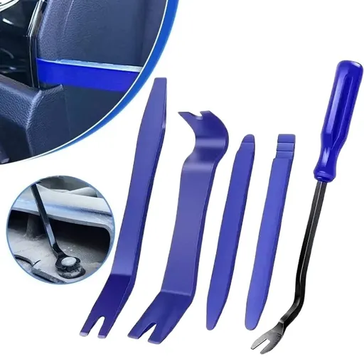 5Pcs Trim Removal Tool Kit, Auto Panel Pry Tool Set, Clip Fastener Remover Kit, No Scratch Door Trim Tool, Plastic Pry Bar Set, Universal Fit for Door Panel Dashboard Clip Fastener Removal, Blue
