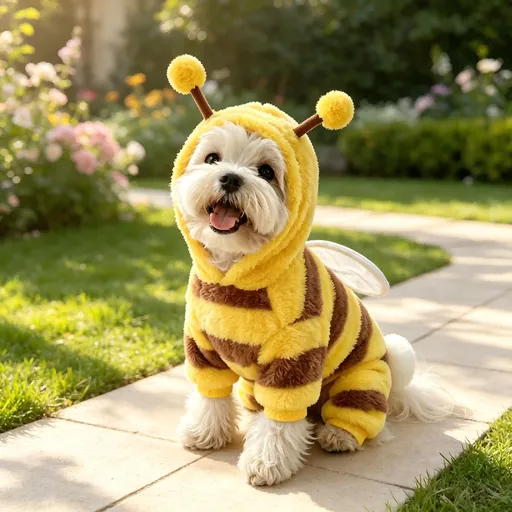 AMOOR Cute Bee Dog Hoodie Leash Wing Bee Four-Legged Dress