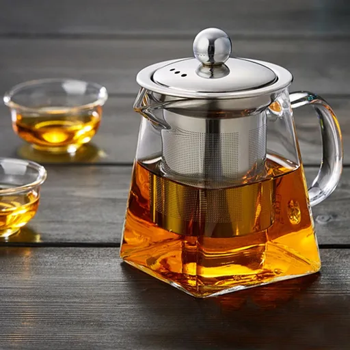 350 mL Borosilicate Glass Teapot with Stainless Steel Infuser and Lid, Stovetop Safe for Loose Leaf and Blooming Tea, Clear