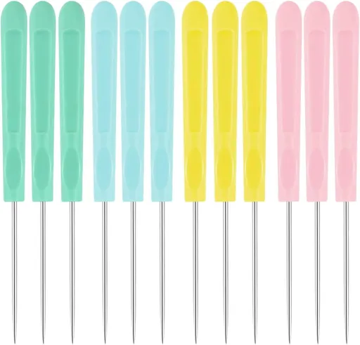 Cookie Decorating Scribe Supplies Icing Tool for Cake DIY Craft Leather Awl Sewing Stainless Steel Fondant Sugar Stir Needle Biscuit Pin Kit with Handle Baking Tool(12 Pieces