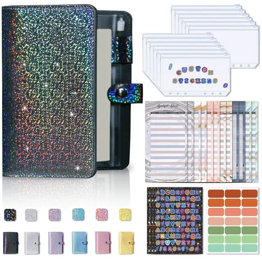 Undated A6 Budget Planner Notebook Loose Leaf Financial Ledger with Expense Tracker Monthly Weekly Goal Setting