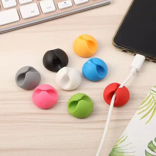 10 PCS Hardware Multipurpose Silicone Cable Clip Grip Wire Cord Type USB Desk Wall Desktop Organizer Charger (Color random)