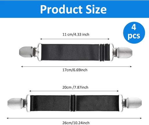 Vin Beauty 4 Pcs Adjustable Elastic Boot Straps Pant Leg Straps Elastic Adjustable Cowboy Boot Strap Clamp for Pants for Women and Men Riding Motorcycle Mitten Pants