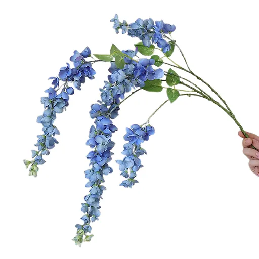 3 Pcs Artificial Wisteria Flowers Branches Fake 39 Inch Long Stems Silk Wisteria Flowers String for Home Balcony Blue