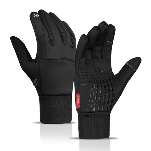 Leaper Nylon Winter Waterproof Touchscreen Moto Gloves Black