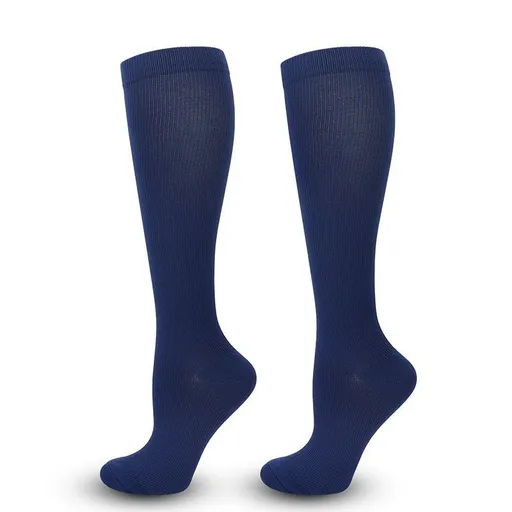 Flat Panel Navy Blue Compression Calf Socks Size XXL (43-46) | Halloween Extra Wide Work Gift | Wide Calf Flat Navy Compression Socks for Big Calves Work