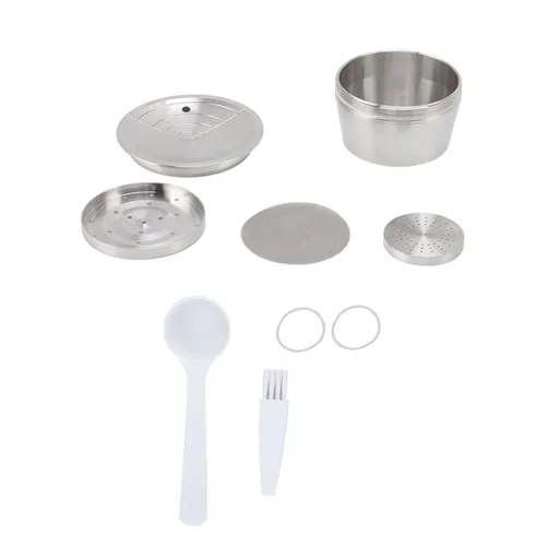 Stainless Steel Coffee Capsule Kit Reusable Filter Gasket Brush Spoon Powder Pressing Plate for EDG DG325