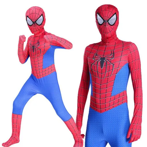Spiderman Cosplay Costume Milk Silk One Piece Suit Extraordinary Red Red + Headgear 160