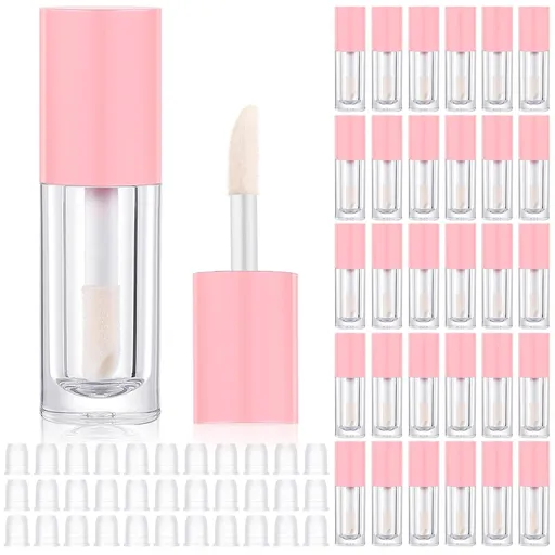 30 Pcs Pink 6ml Empty Lip Gloss Tubes with Wand Bulk Lip Refillable Gloss Containers Cosmetic Bottles with Rubber Stoppers for Lipstick Eyelash Growth Liquid DIY Makeup Kit