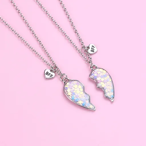 Best Friend Necklace for 2 Girls Magnetic Matching Friendship Necklace Half Heart Pendant BFF Necklaces for Sister