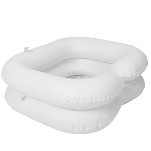 Inflatable Shampoo Basin for Elderly & Disabled | Bed Bath Hair Washing Support with Neck Cushion | Portable Foldable Design for Home Care & Post-Surgery Use | 24x21x8 Inches