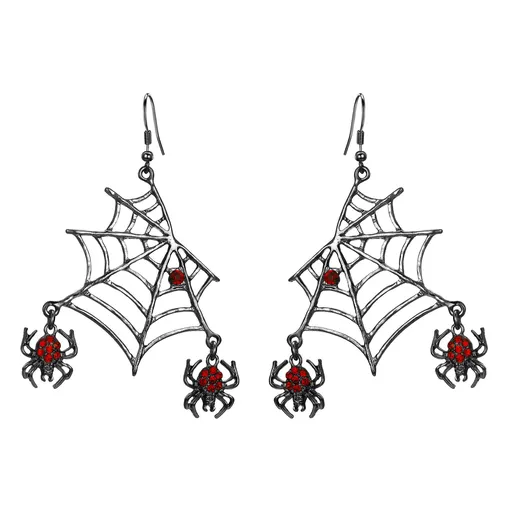 Miraculous Halloween Jewelry Austrian Crystal Vivid Spider Hollow Web Animal Hook Earrings accessories