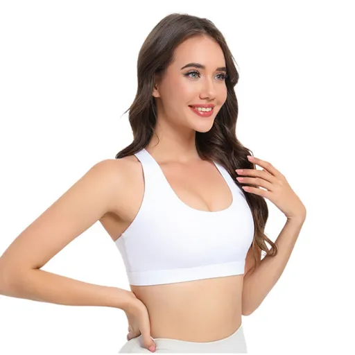 2-Pack White High-Support Shockproof Sports Bra(XL Size) - Women's Backless Yoga Running Vest with Naked-Feel Comfort (Padded & Wire-Free)