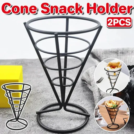 2X Snack Rack Fried Chicken Chip Cone Fryer French Fries Wire Oil Holder Basket