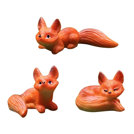 Mini Fox Animal Figurines, Miniature Fox Fairy Garden Accessories for Cake Topper, Moss Landscape DIY, Crafts Ornament, Home Decoration, Birthday Gift, Party Favors, Desktop Decoration