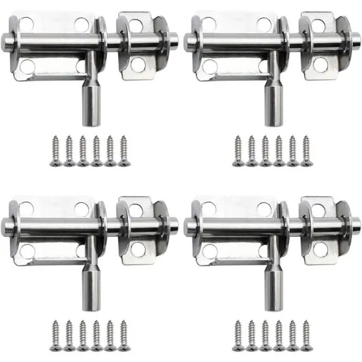 Mini Stainless Steel Sliding Door Latches 65mm 4 Piece Set for Bathroom Bedroom Wooden Door Pet Door