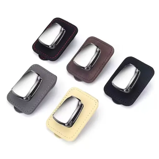 Sunglasses Holder for Car, One-Handed-Operation Leather Sunglasses Clip for Car Sun Visor, 5Pack Durable Eyeglasses Holder and Ticket Card Clip, Auto Interior Car Visor Accessories