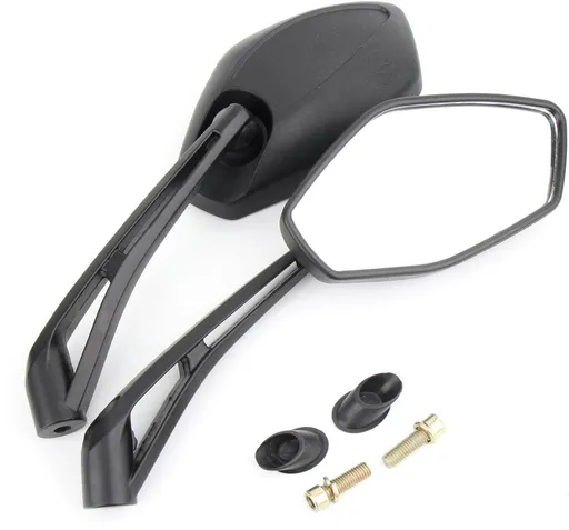 1 Pair Universal Bar End Motorcycle Mirrors, Adjustable Scooter Rearview Mirrors with 8 mm and 10 mm Mounting, Black
