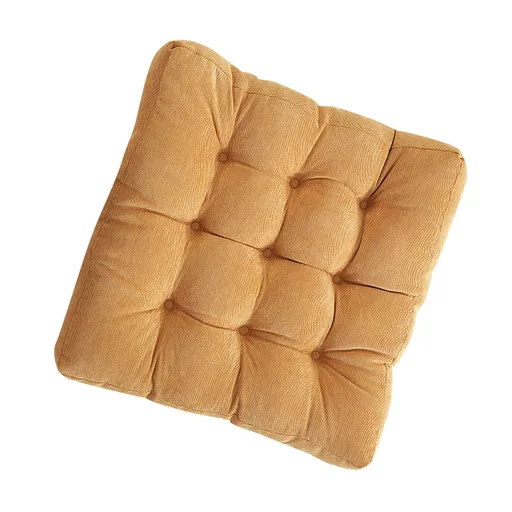 Corduroy Solid Chair Pad Square Floor Tatami Mat Cushion for Dining Chairs Kitchen Indoor Yellow 50x50cm