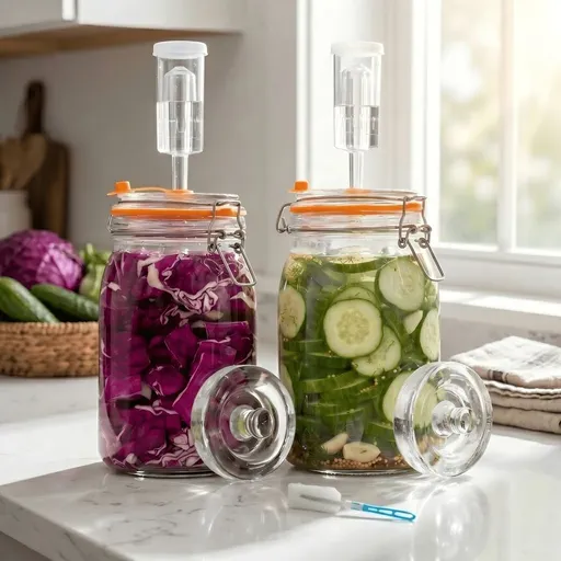 2 Pack Glass Fermentation Jars 1.5 Lite, Mason Jars for Pickling Kimchi Sauerkraut