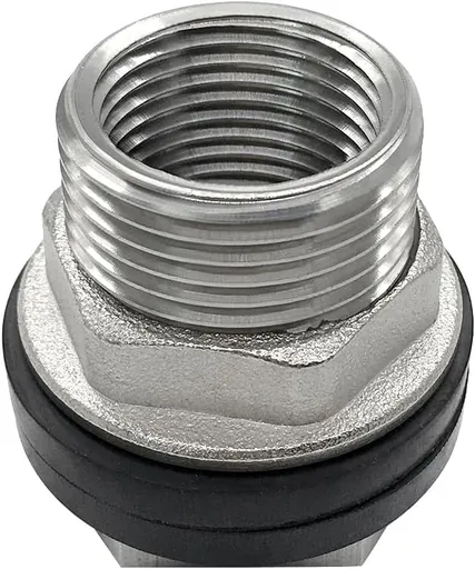 1 NPS Male to 3/4 NPT Female Stainless Steel Bulkhead Water Tank Connector Thru-bulk Fitting for Water Tank Barrel(Pack of 1)