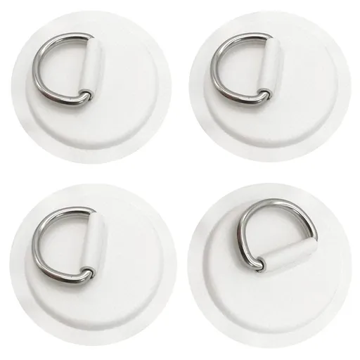 4 Pieces Pad/Patch D Rings for PVC Inflatable Boat Canoe Raft Stainless Steel D-Ring Patch Dinghy Kayak Surfboard Paddle Board
