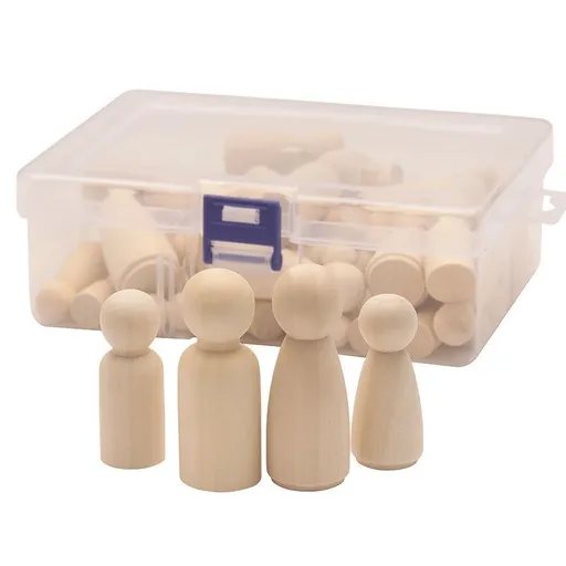 50 Pack Unfinished Wooden Dolls, People, Doll Bodies, Wooden Figures, Decorative Doll People for Kids DIY Art Craft