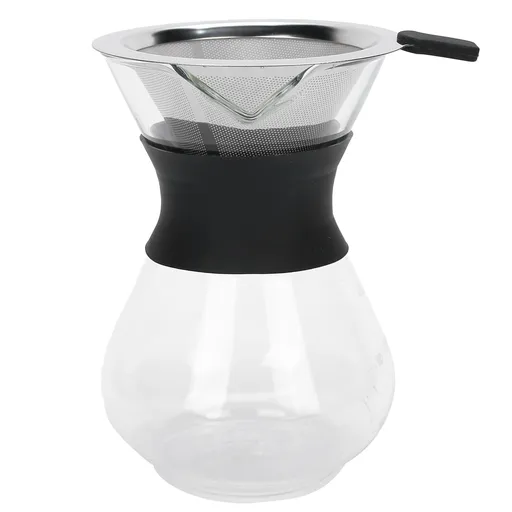 Reusable Glass Coffee Pot with Stainless Steel Filter Manual Drip Coffee Maker Set400ml
