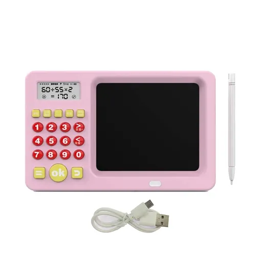 Math Trainer Parent-Child Interaction Auto-Checking Math Calculator Machine Trainer Gifts painting toys. Pink