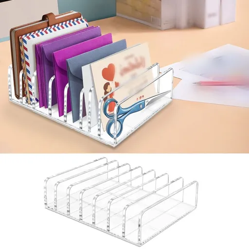Clear Acrylic Mail Organizer With 7 Slots, Desktop Bill Envelope Sorter, Cash Document Card Stationery Tray For Office Desk