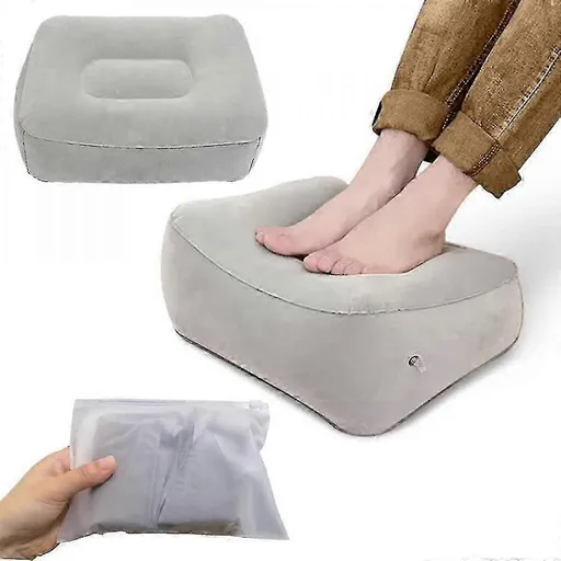 Inflatable Flocking Fabric Foot Rest, Airplane/Car/Office Use