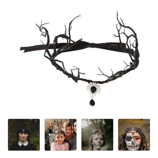 Handmade Antler Headpiece Black Foldable Fairy Branch Crown for Cosplay Events
