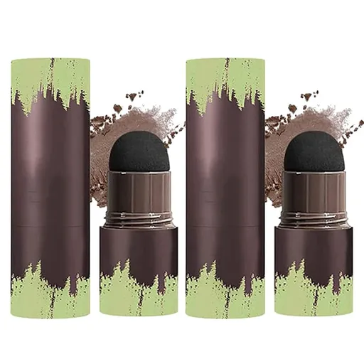 2 Pcs Hairline Powder Stick, Hair Shadow and Root Touch Up Powder, Waterproof Hair Shading Sponge Pen Filler Powder for Cover Gray Hair Root, Hair Touch-Up, Thin Hair, Mocha Brown