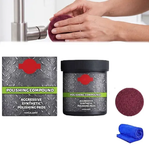 All-In-One Surface Restoration Polish With Pad, Scratch & Swirl Remover, High Gloss Finish, Easy Application, Polish & Wax For Metal, Stone, And More