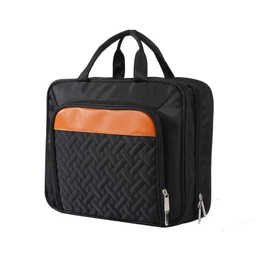 Travel Hanging Toiletry Bag for Women, with Jewelry Organizer Compartment, Cosmetic Essentials, Toiletries Dopp Kit Set with Trolley Belt, Black（31.7*11.4*25.4cm)