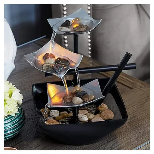 Mini Tabletop Water Fountain for Home Office, Relaxing Zen Water Feature for Calm Ambiance (Black)