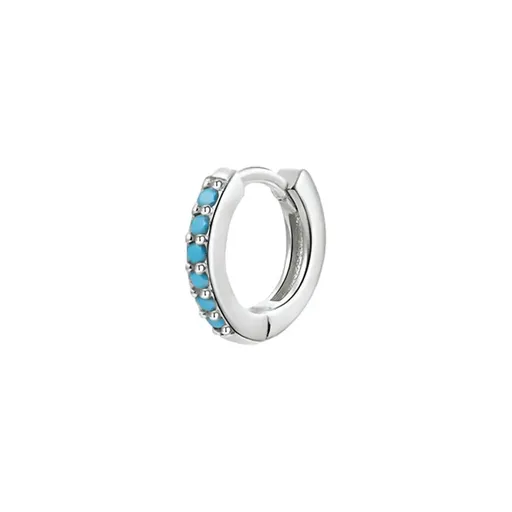 925 Sterling Silver Gold Rings Plated Cubic Crystal Cuff Huggie Hoop Earrings Au - Silver-Calaite Crystal