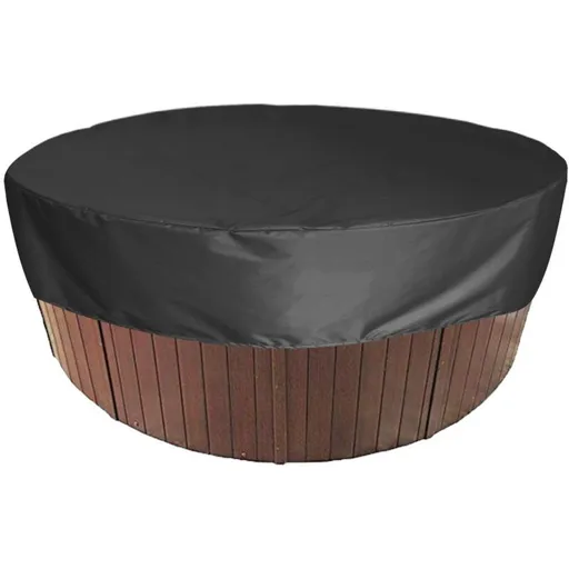 Round Swimming Pool Solar Cover Waterproof Spa Protective Cover 190T for Outdoor Spas, Black, 200 x 30cm