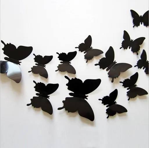Solid black 3D butterflies