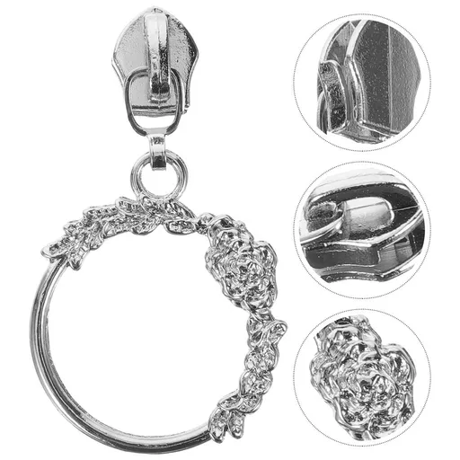 Clothes Replacement Zipper Pulls Zinc Alloy Silver 10Pcs