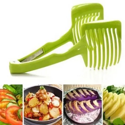 Vegetable Slicer Multi-Function Handheld Cutter with Safety Holder Green