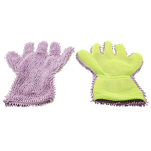 2pcs 5-Finger Microfiber Wash Mitts, Car Interior Exterior Cleaning Gloves, Auto Chenille Washing Sponge Kits for Cleaning Wheel Tight Spot